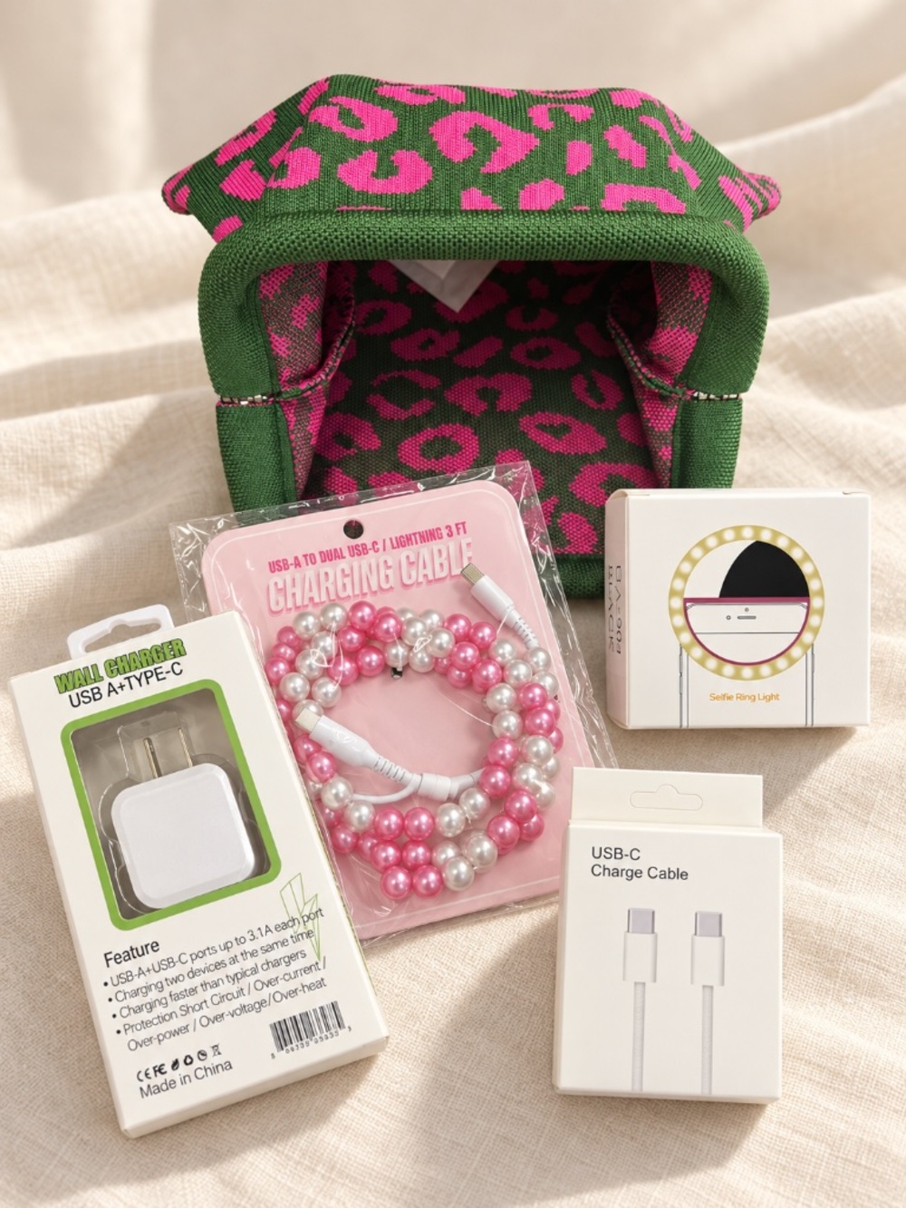 5-Piece Tech Accessories Bundle with Choice of Magnetic Clasp Clutch Bag